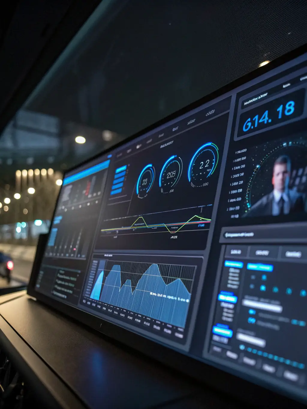 A sophisticated digital dashboard displaying interconnected automation modules with a sleek, minimalist interface, representing BlinkerLabs' Business Ecosystem Automation service.