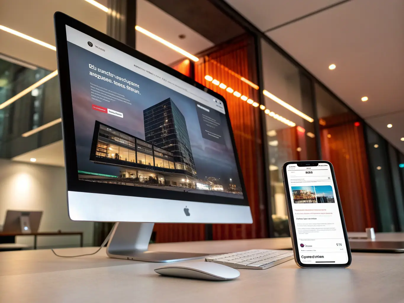 A sleek, modern landing page displayed on a high-resolution monitor, showcasing minimalist design with neon cyan accents, representing BlinkerLabs' High-Performance Landing Pages service.